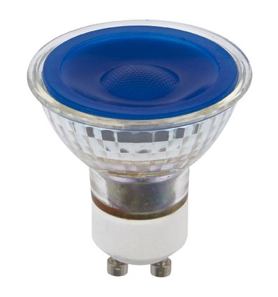 GU10 5W LED pære - Blå, 38°, glas, 230V