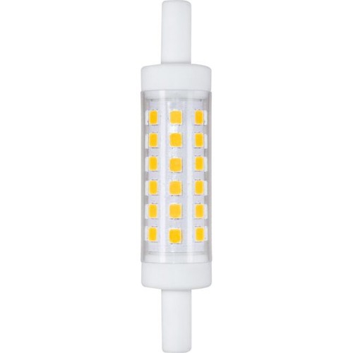 R7S 78mm / 5W LED pære - 490lm, 3000K, klar glas, keramik
