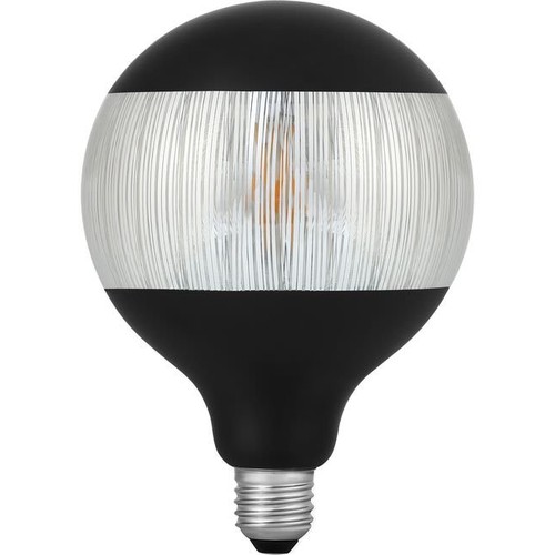 E27 4W dæmpbar LED pære - G125, Laser Stripe, sort/sølv, 2500K, 120lm