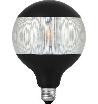 E27 4W dæmpbar LED pære - G125, Laser Stripe, sort/sølv, 2500K, 120lm
