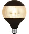 E27 4W dæmpbar LED pære - G125, Laser Stripe, sort/sølv, 2500K, 120lm