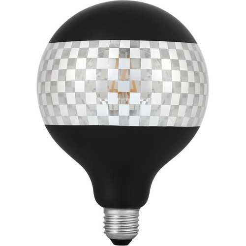 E27 4W dæmpbar LED globepære - G125, Laser Blox, 120lm, 2500K, sort/sølv