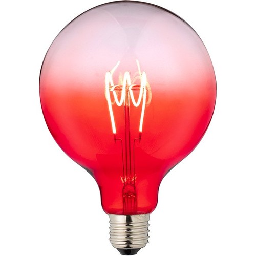 E27 4W dæmpbar LED pære - G125, rød, Flex Filament, 140lm