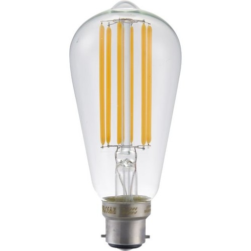 B22d 6,5W dæmpbar LED pære - ST58 Rustika, filament, klart glas, 2700K