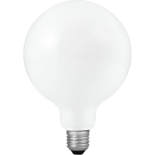 E27 6W dæmpbar LED pære - DimToWarm, G125, opal glas, 2000-4500K, filament