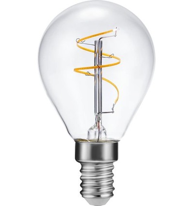 E14 3,2W dæmpbar LED kronepære - Slim Flex filament, G45, 320lm, 2200K, klar glas