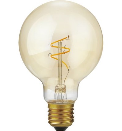 E27 4,2W dæmpbar LED Slim Flex filamentpære - G80, 470lm, 2200K, guld glas