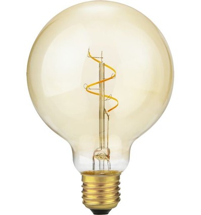 E27 4,2W dæmpbar Slim Flex Filament - G95, 470lm, 2200K, Gold, Globe