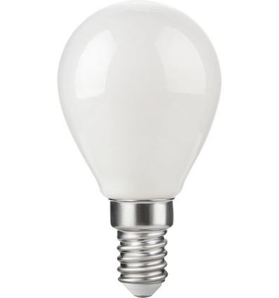 E14 2,5W dæmpbar LED kronepære - G45, opal glas, 2500K, filament
