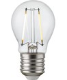 E27 2,5W dæmpbar LED kronepære - G45, filament, klart glas, 2500K