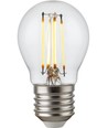 E27 4,7W dæmpbar LED kronepære - G45, filament, klar glas, 2500K