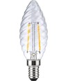 E14 2W dæmpbar LED kronepære - Twisted Candle, 2500K, klar, filament