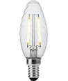 E14 2W dæmpbar LED kronepære - Twisted Candle, 2500K, klar, filament