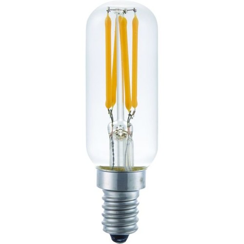 E12 3W dæmpbar LED rørpære, 120V - 9,5cm, filament, klar glas, 2700K