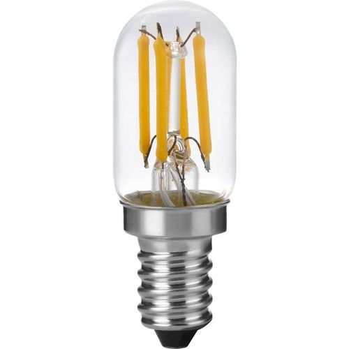 E12 2,5W dæmpbar LED pære - 6cm, filament, klar glas, 2500K