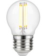 E27 4W dæmpbar LED kronepære - G45, filament, 2200K, klart glas