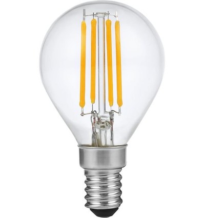 E14 4W dæmpbar LED kronepære - G45, filament, 2200K, klar glas
