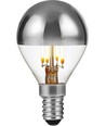 E14 4W dæmpbar LED kronepære med topforsølvning - G45, filament, 2500K, sølv top, 260lm