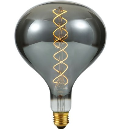 E27 6W dæmpbar XXL LED pære - R160, 180lm, Smoke glas, 2200K, filament flex