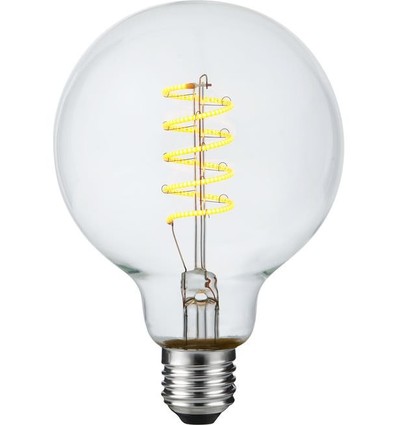 E27 4,5W dæmpbar LED pære - G95, Flex Filament, 2200K, klar glas