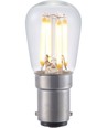 BA15d 3W dæmpbar LED filament pære - 2500K, klar, 5,6cm, 210lm
