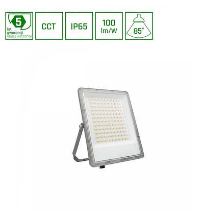 100W NOCTIS MAX CCT projektør - IP65, 3 lyskulører, grå, udendørs