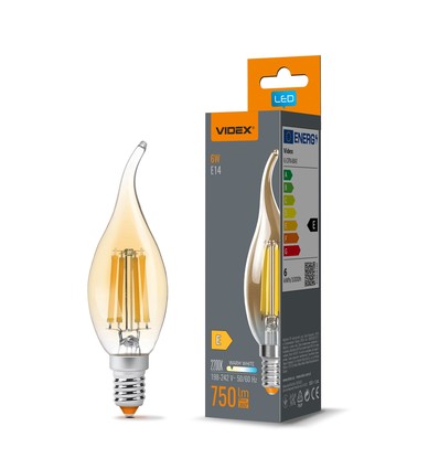 E14 6W LED kronepære filament - C37, bronze glas, ekstra ekstra varm hvid