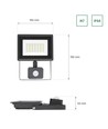 30W NOCTIS LUX 3 projektør med sensor - IP44, neutral hvid, sort, PIR sensor