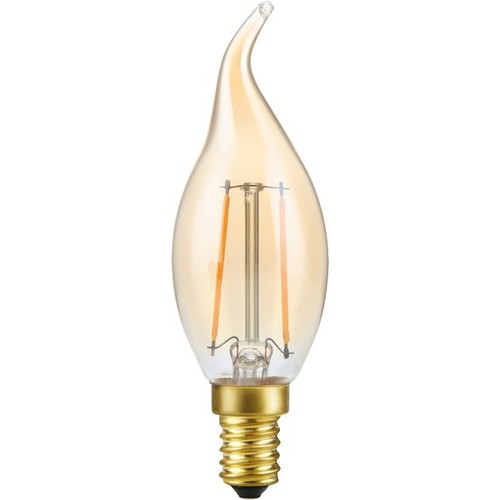E14 2,9W dæmpbar LED kronepære med spids - C35, 250lm, 2200K, gyldent glas, filament