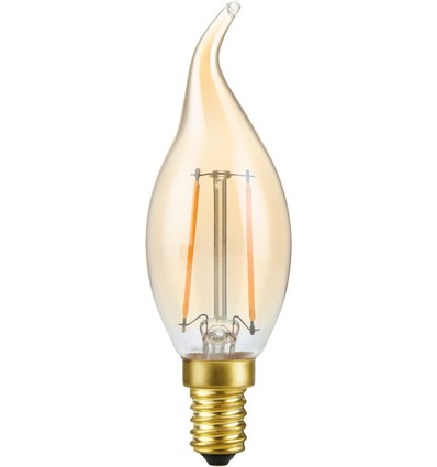 E14 2,9W dæmpbar LED kronepære med spids - C35, 250lm, 2200K, gyldent glas, filament