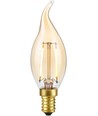 E14 2,9W dæmpbar LED kronepære med spids - C35, 250lm, 2200K, gyldent glas, filament