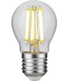 E27 7W dæmpbar LED kronepære - G45, filament, klart glas, 806lm, 2700K