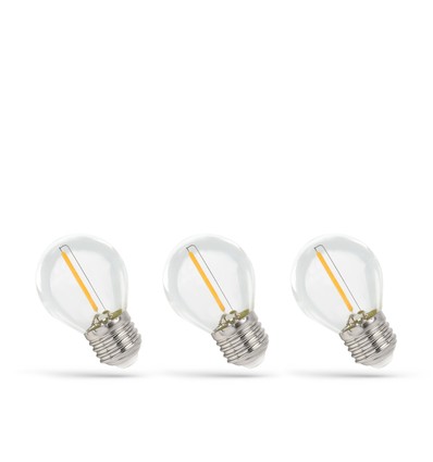LED Pærer E27 1W - 230V, Kultråd, Varm Hvid, Klar, Spectrum, 3-pak
