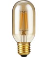 E27 4W dæmpbar LED rørpære - 10,6cm, 2300K, gyldent glas, filament