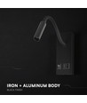 3W LED sengelampe med USB-A og USB-C opladningsstik - CREE chip, sort, inkl. lyskilde