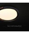 48W LED dekorativ loftslampe med fjernbetjening - Ø50cm, dæmpbar, 3-i-1 CCT, sort og trælook