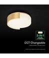 V-Tac 63W LED loftslampe, Ø55cm - 3-i-1 CCT, dæmpbar, guld, inkl. fjernbetjening