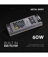 60W / 24V DC Slim strømforsyning til LED strips - 2.5A, IP20 indendørs