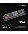 75W / 12V DC strømforsyning til LED strips - 6.25A, IP20, Slim design