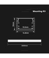 2m aluminiumsprofil - Sølv, inkl. matteret cover, til påbygning