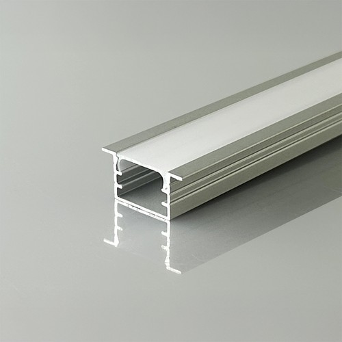 2m aluminiumsprofil til indbygning - Sølv, inkl. matteret cover