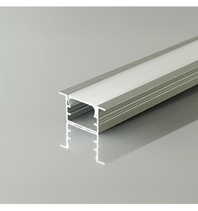 2m V-Tac aluminiumsprofil til indbygning - Sølv, inkl. cover, 14,8 x 10 mm