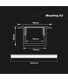 V-Tac 2m indbygningsprofil til LED strips - Sølv, inkl. cover, 2000x12x10mm