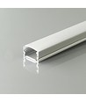 2m alu profil til LED strips, overflademonteret - Sølv, inkl. diffuser, 13,2 x 7 mm