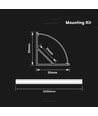 2m hjørneprofil i sølv til LED strips - Inkl. cover, 30x30mm monteringssæt