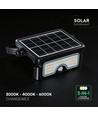 7W LED solcelle projektør med sensor - 3.7V, PIR sensor, sort hus, 3-i-1 CCT