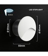 3W LED indbygningsspot til trapper - Rund, hvid, aluminium, IP65, 3000K, inkl. lyskilde