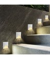 3W LED indbygningsspot til trapper, kvadratisk - IP65, hvidt aluminiumshus, 3000K, inkl. lyskilde