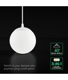 V-Tac 12W LED pendellampe - 3-i-1 CCT, hvidt hus, designer loftlampe
