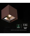 V-Tac 9W Solara væglampe med sensor, CCT - IP65, PIR sensor, Cortenfarvet hus, solcelle, 3 lyskulører